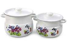 Набор кастрюль эмалированных 2 предмета Фиалка