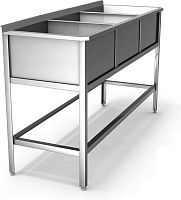 Ванна моечная трехсекционная с бортом ВМП 3/6 нерж