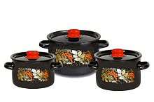 Набор кастрюль эмалированных 3 предмета Рябина