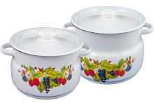 Набор кастрюль эмалированных 2 предмета Ягодный чай