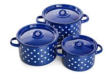 Набор кастрюль эмалированных 3 предмета Белый горох