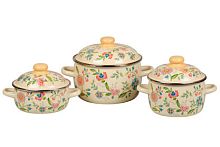 Набор кастрюль эмалированных 3 предмета Луговые цветы