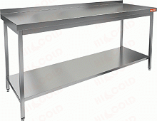 СТОЛ производственный пристенный с бортом и полкой HICOLD НСО-16/7БП 282669