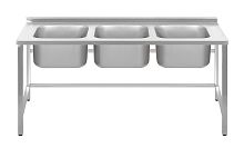 ВАННА моечная Luxstahl ВМ3 18/6/8.5 (стл.430-0.8) без фартука