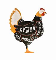 Меловая доска «Курица» двусторонняя на цепи 560х470 мм с росписью