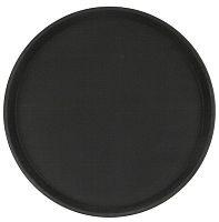 Поднос прорезиненный круглый 350х25 мм черный [1400CT Black]