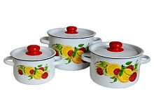 Набор кастрюль эмалированных 3 предмета Фрутта