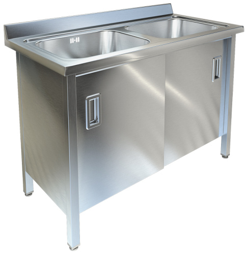 Ванна моечная двухсекционная с распашными дверками ТЕХНО-ТТ ВМ-25/668 нерж
