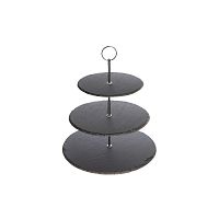 Этажерка 3-х ярусная 200/250/300 мм черный, сланец [68716]